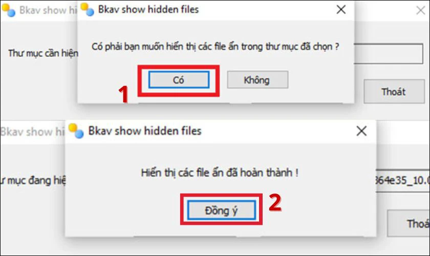 Chọn tệp muốn hiển thị v&agrave; nhấn OK