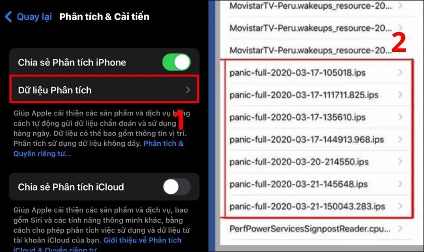 Chọn vào mục Dữ liệu Phân tích