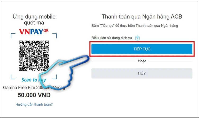 Chọn mệnh gi&aacute; v&agrave; số lượng kim cương muốn nạp