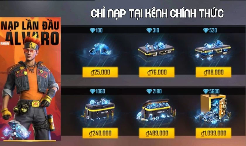 Lưu &yacute; khi nạp kim cương trong Free Fire