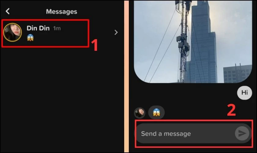 Nhập tin nhắn v&agrave; bấm gửi 