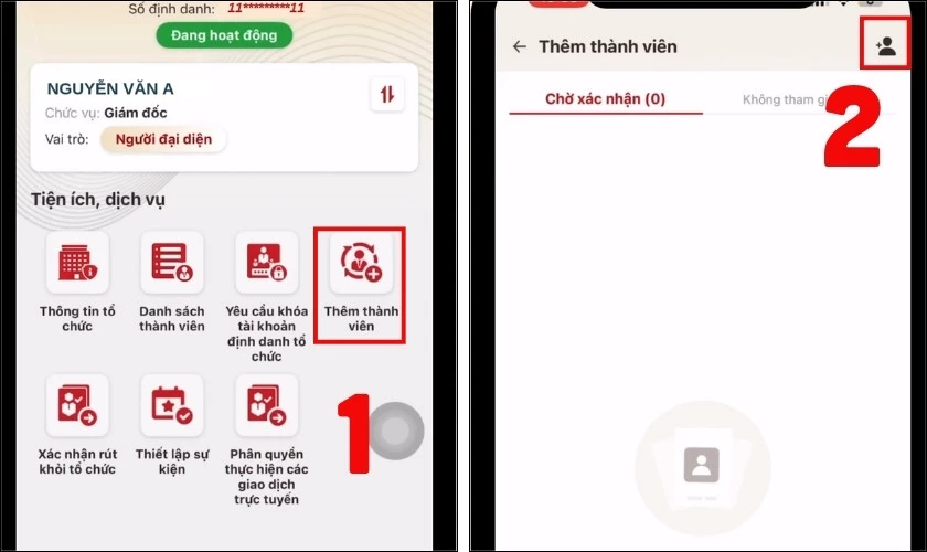 Chọn tiếp Th&ecirc;m th&agrave;nh vi&ecirc;n v&agrave; điền th&ocirc;ng tin