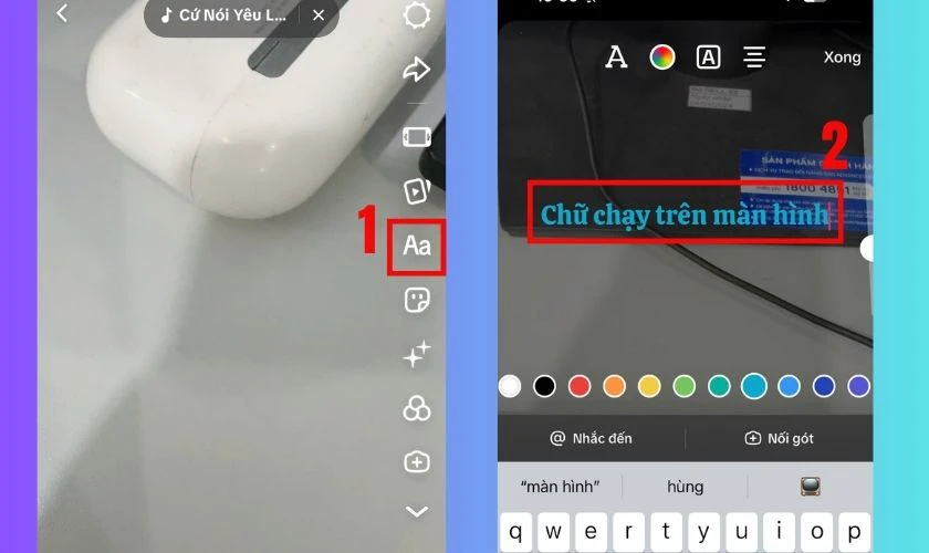 Sau khi quay xong, chọn mục Aa