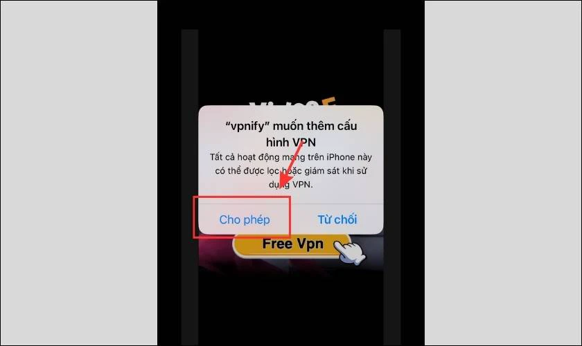 Bật Cho ph&eacute;p th&ecirc;m VPNIFY tạo kết nối VPN