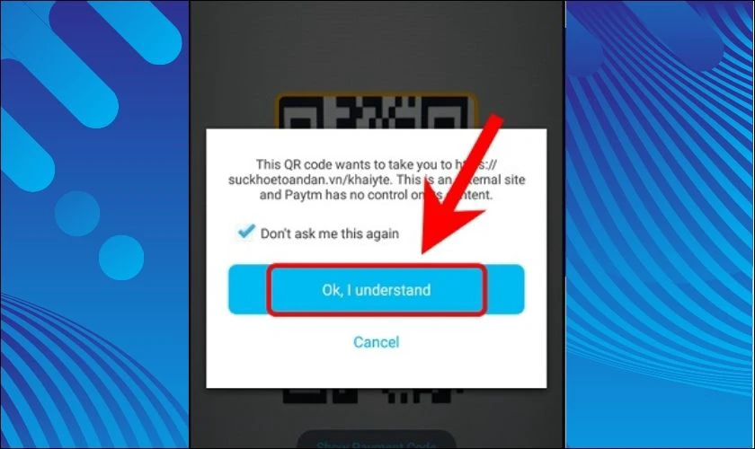 Mở li&ecirc;n kết sau khi qu&eacute;t m&atilde; QR