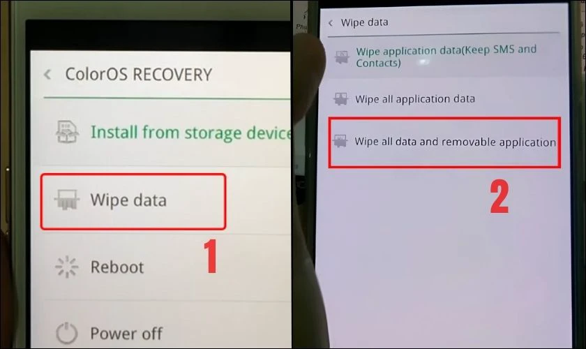 Chọn Wipe data