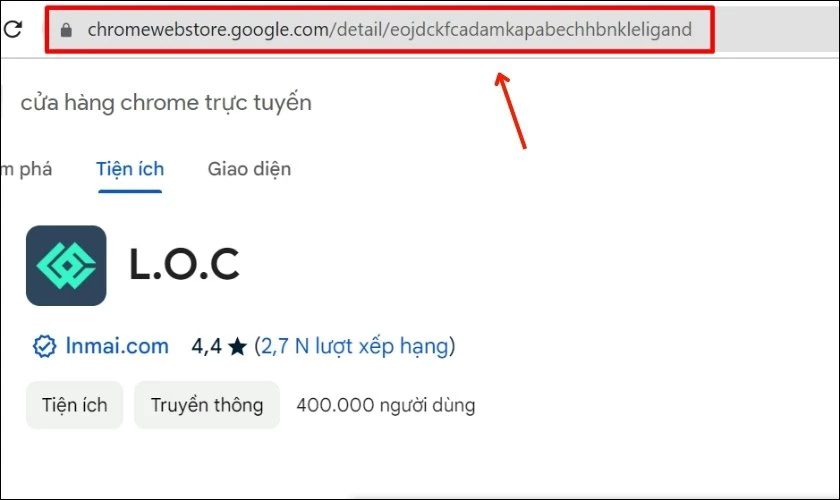 Cài đặt tiện ích L.O.C trên Chrome