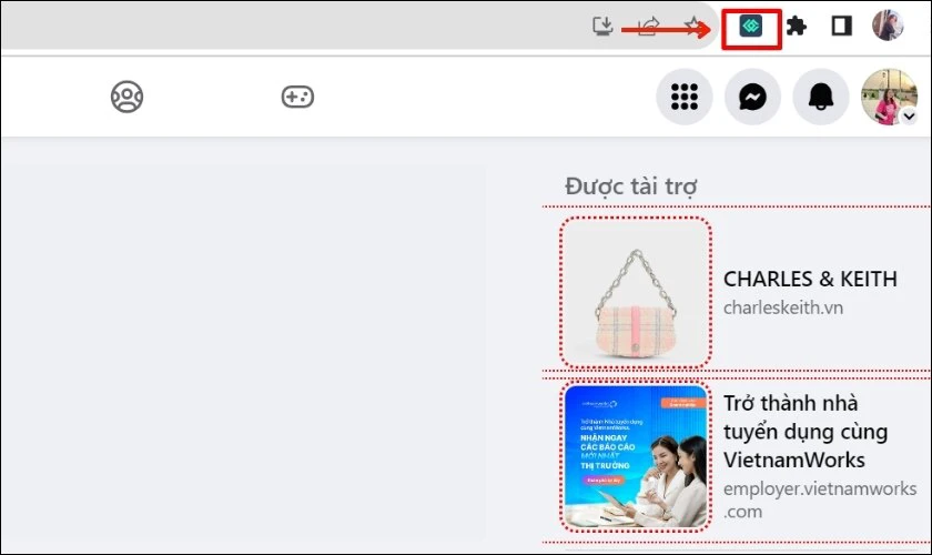 Nhấp vào biểu tượng tiện ích L.O.C