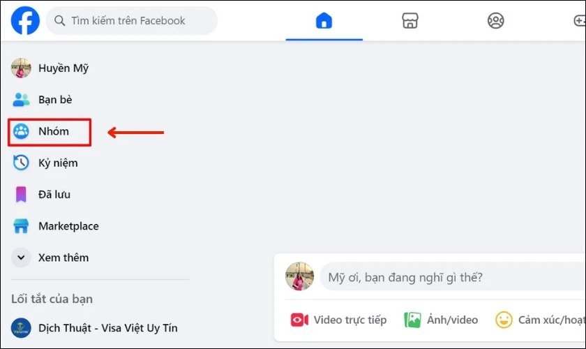 Chọn mục Nhóm