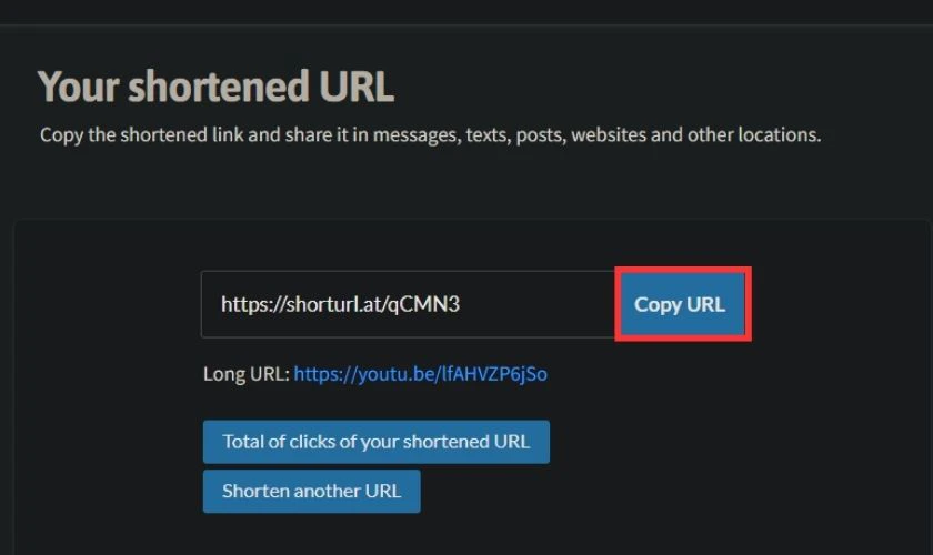 Nhấn Copy URL để copy đường dẫn sau đ&oacute; chia sẻ cho bạn b&egrave;