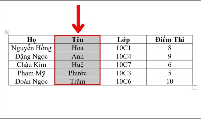 Chọn ch&iacute;nh x&aacute;c phạm vi dữ liệu cần sắp xếp