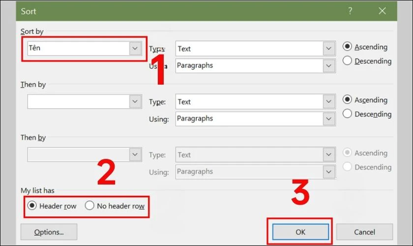 C&aacute;ch sắp xếp t&ecirc;n theo ABC trong Word