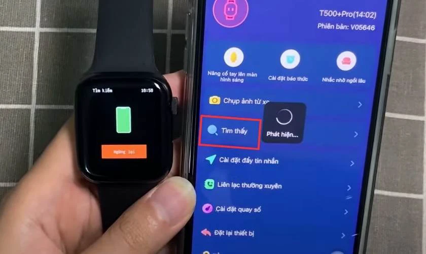 Nhấn v&agrave;o mục T&igrave;m thấy tại phần c&agrave;i đặt để kiểm tra kết nối