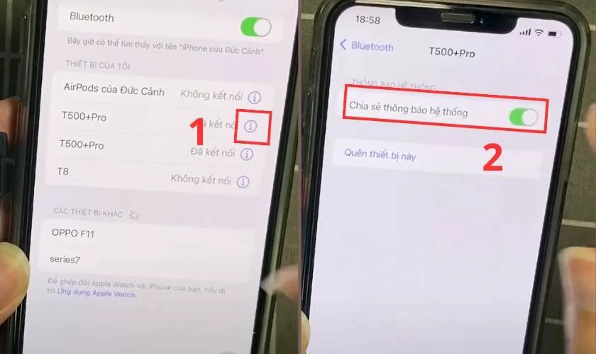 V&agrave;o c&agrave;i đặt để gạt thanh Chia sẻ th&ocirc;ng b&aacute;o hệ thống qua m&agrave;u xanh l&aacute;