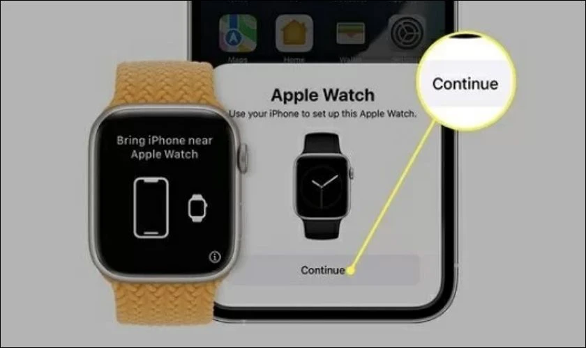 Bật Bluetooth và chọn Continue để kết nối với thiết bị