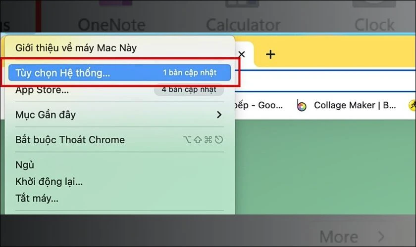 Mở menu Apple v&agrave; nhấn v&agrave;o T&ugrave;y chọn hệ thống