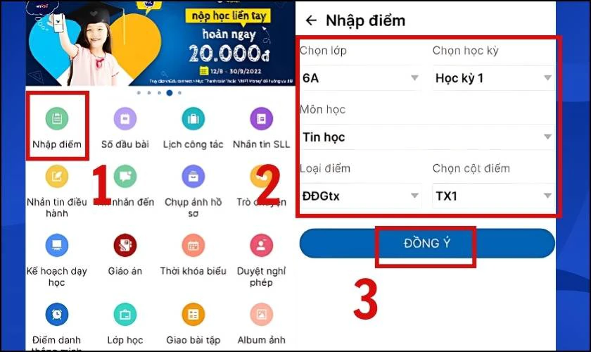 C&aacute;ch sửa điểm tr&ecirc;n VNedu cho học sinh tr&ecirc;n điện thoại nhanh