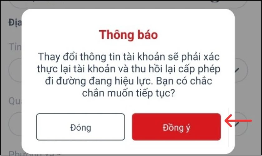 Nếu chắc chắn thông tin đã đúng nhấn chọn Đồng ý