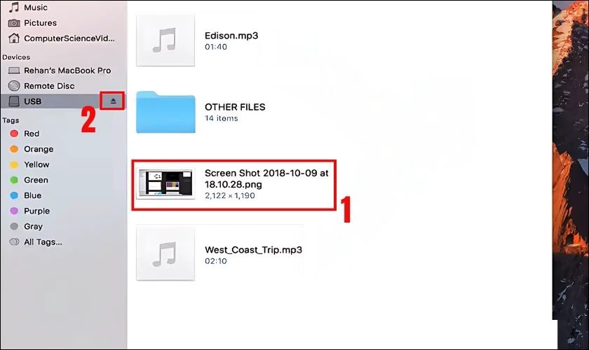 C&aacute;ch tải h&igrave;nh ảnh từ m&aacute;y t&iacute;nh v&agrave;o USB đối với MacBook bước 2