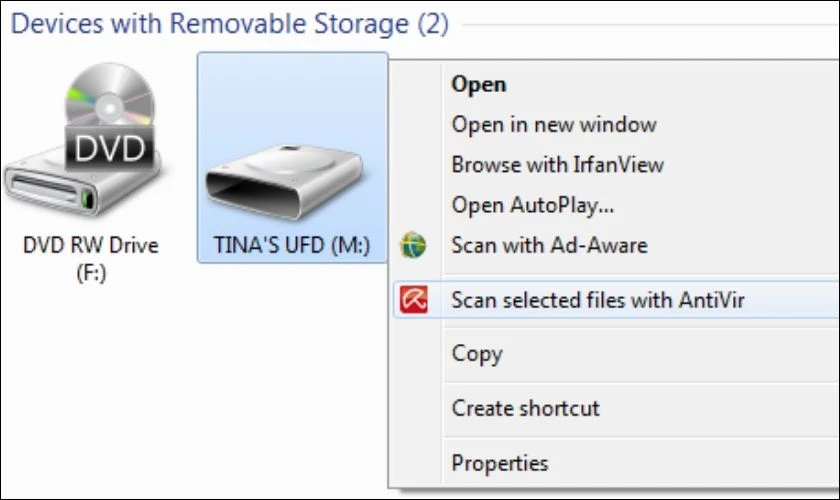 Qu&eacute;t virus USB