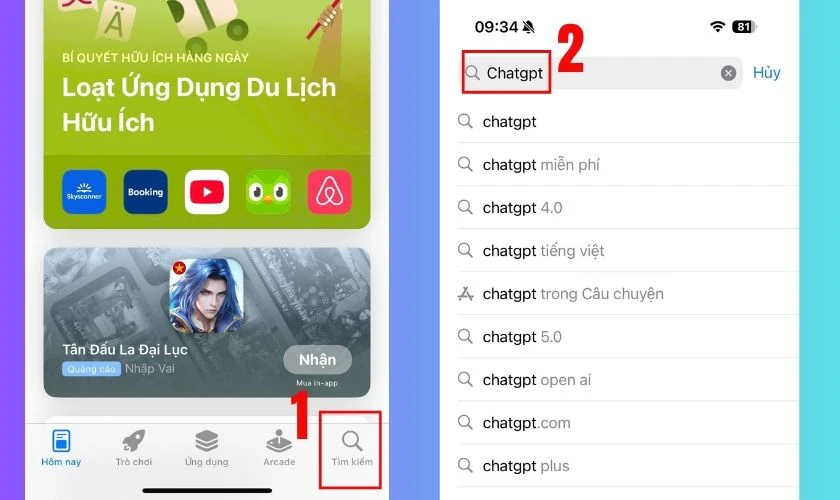 Nhập từ kh&oacute;a ChatGPT v&agrave;o thanh t&igrave;m kiếm