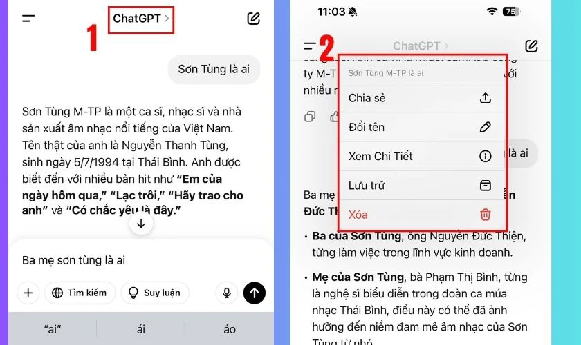 T&ugrave;y chỉnh một số c&agrave;i đặt bằng c&aacute;ch nhấn v&agrave;o chữ ChatGPT