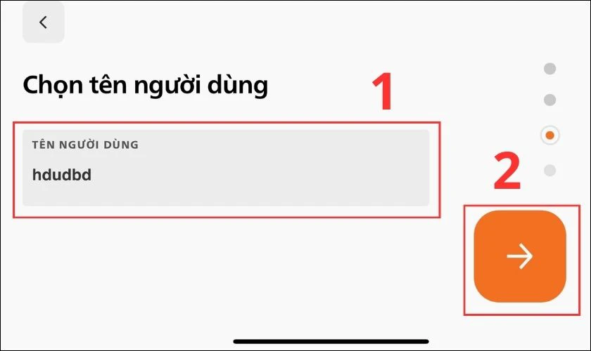 Tiếp đến l&agrave; nhập t&ecirc;n người d&ugrave;ng