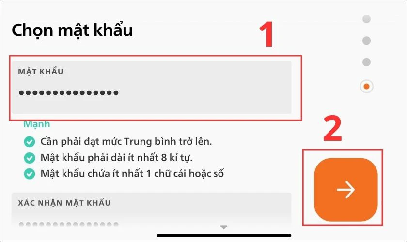 Nhập Password để bảo mật t&agrave;i khoản