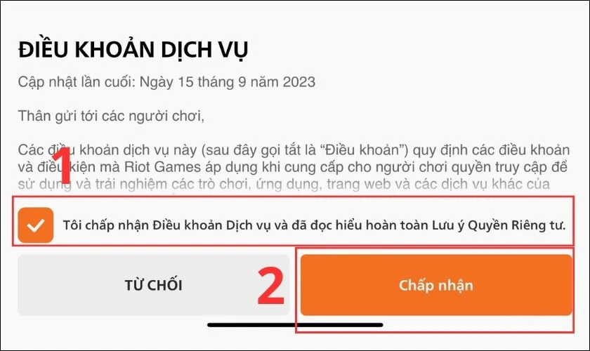 Nhấn chọn &ocirc; T&ocirc;i chấp nhận&hellip; v&agrave; chọn Chấp nhận