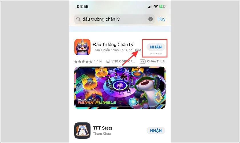 Tiếp theo bạn chọn mục Nhận