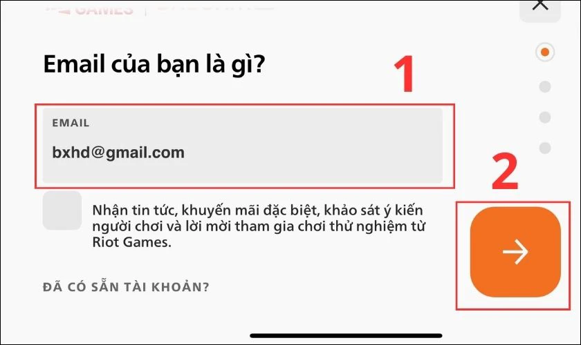 Nhập địa chỉ email