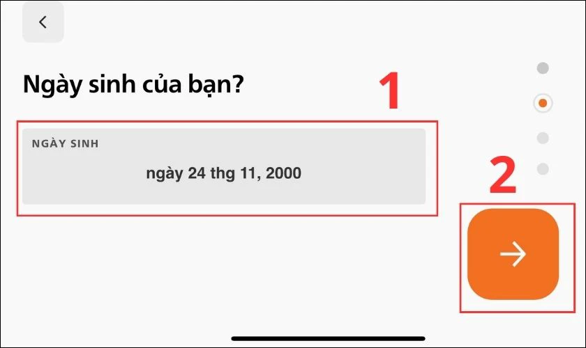 Chuyển sang trang nhập Ng&agrave;y sinh