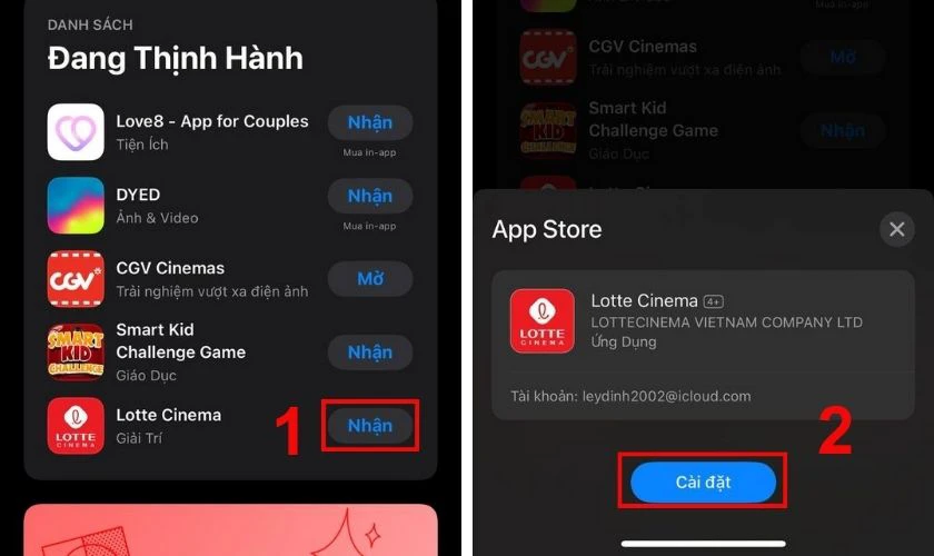 Chọn C&agrave;i đặt l&agrave; đ&atilde; c&oacute; thể tải ứng dụng tr&ecirc;n iPhone kh&ocirc;ng cần nhập mật khẩu