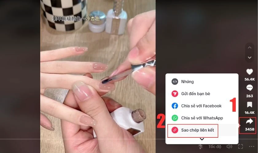 Sao chép clip TikTok cần tải muốn xoá logo