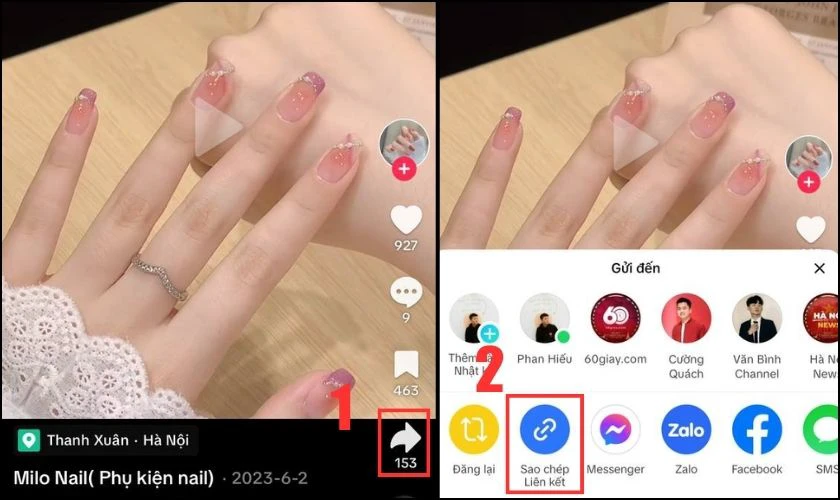 Sao chép liên kết video TikTok cần tải