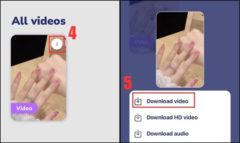 Thao tác tải video TikTok không chứa logo qua app SSSTik