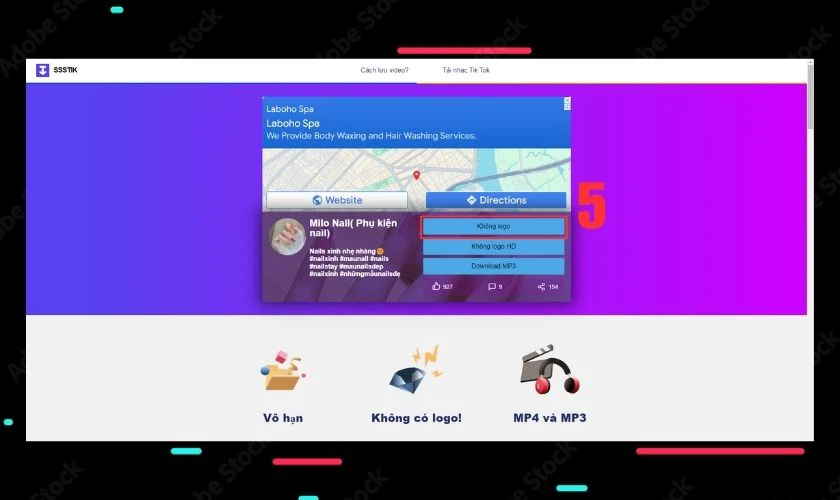 Click chọn không logo để tải video TikTok không dính logo về thiết bị