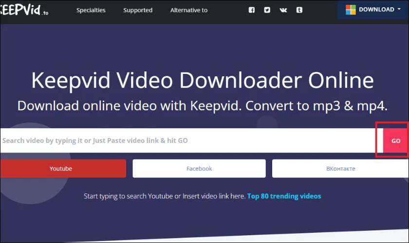 C&aacute;ch tải video tr&ecirc;n YouTube về m&aacute;y t&iacute;nh bằng Keepvid.to