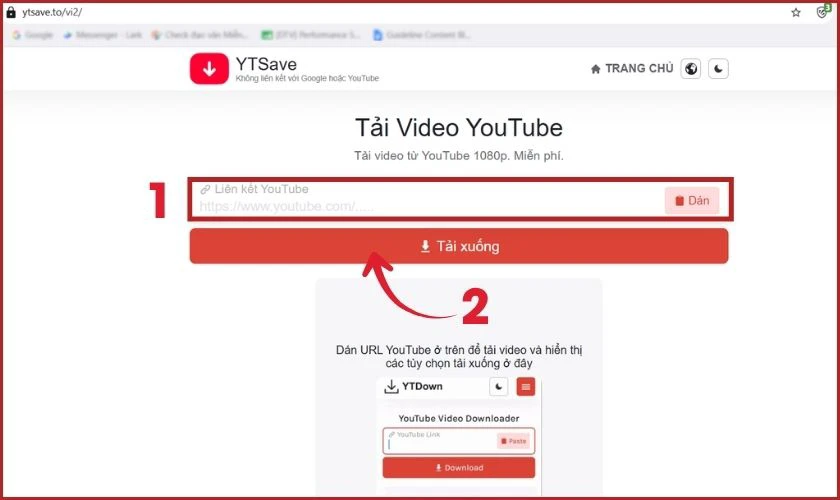 Dán đường link YouTube vào ô Liên kết YouTube