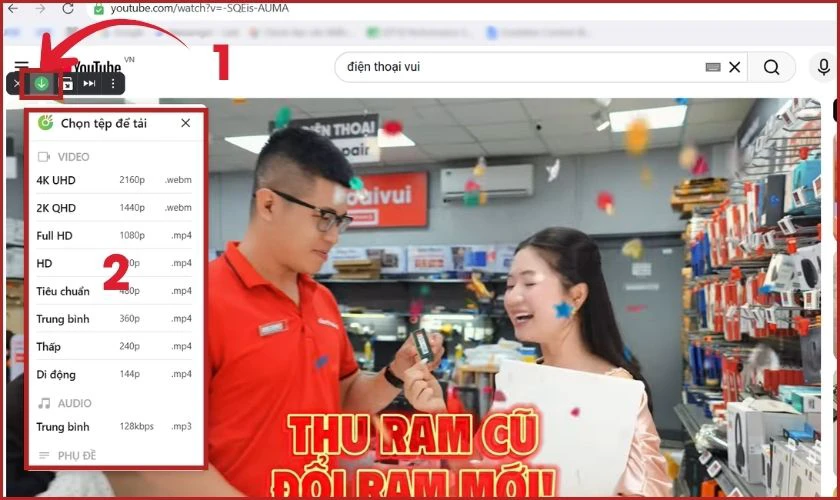 Cách tải video YouTube bằng trình duyệt Cốc Cốc