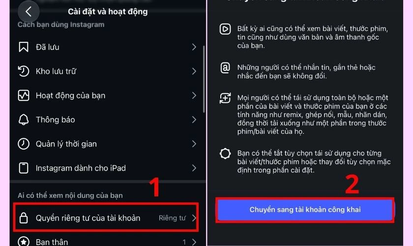 Cách tăng follow Instagram khi đặt tài khoản ở chế độ công khai