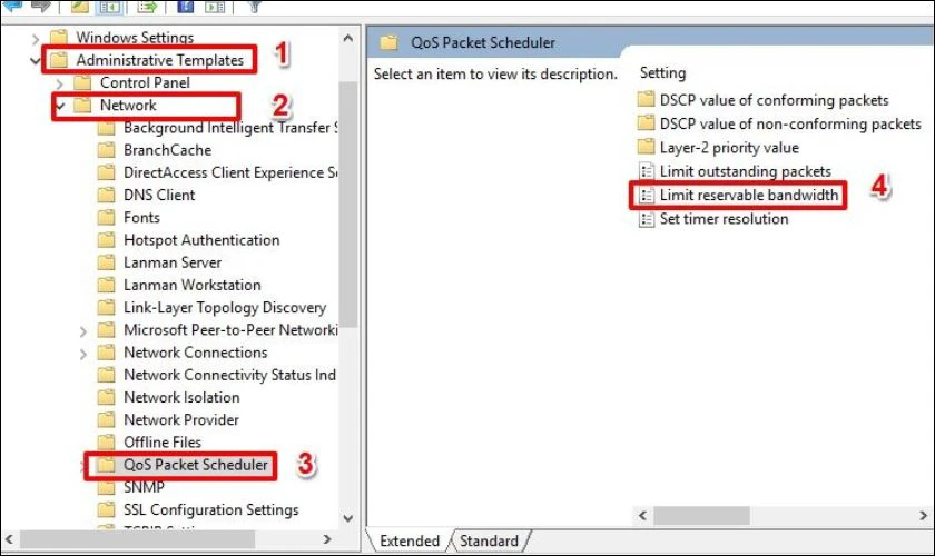 Chọn Limit reservable bandwidth