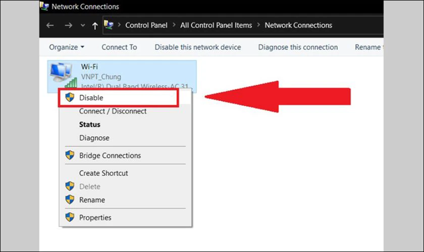 Chọn kết nối WiFi, nhấn chọn Properties
