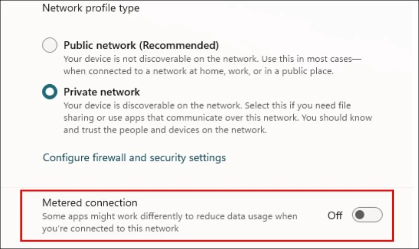 Cách tăng tốc độ Wifi cho laptop Win 11 - Tắt kết nối đo lường