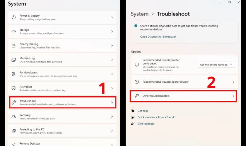 Nhấp mục Troubleshoot và chọn Other troubleshooters