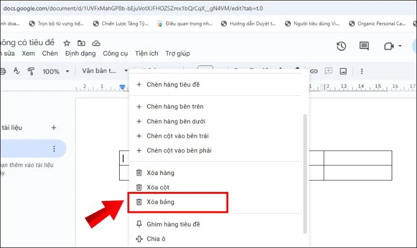 X&oacute;a bảng