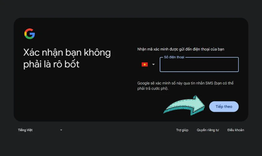 Hãy nhập số điện thoại để nhận mã xác minh