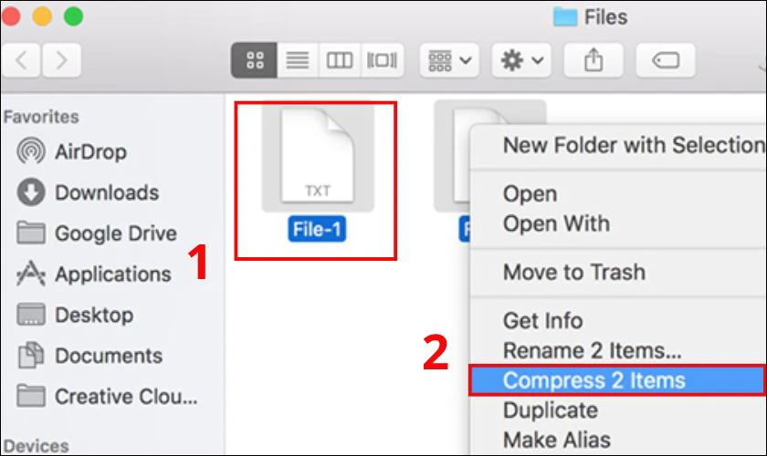 Cách tạo file ZIP bằng công cụ macOS