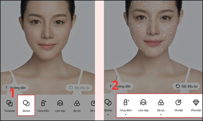 Sử dụng c&aacute;c c&ocirc;ng cụ Sticker