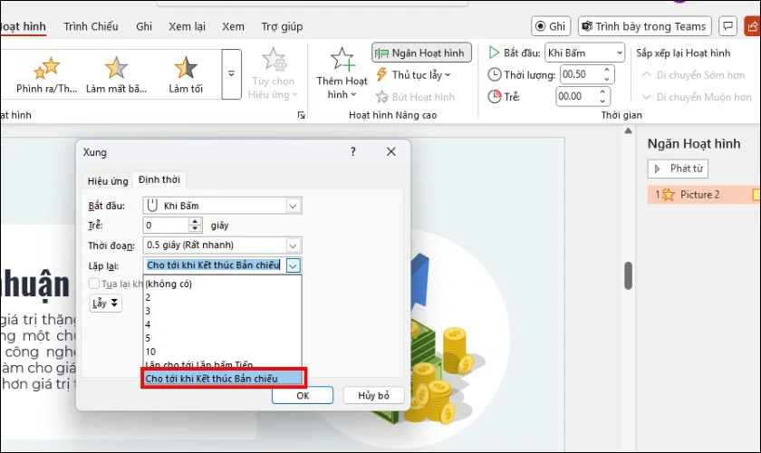 C&aacute;ch tạo hiệu ứng nhấp nh&aacute;y li&ecirc;n tục trong PowerPoint